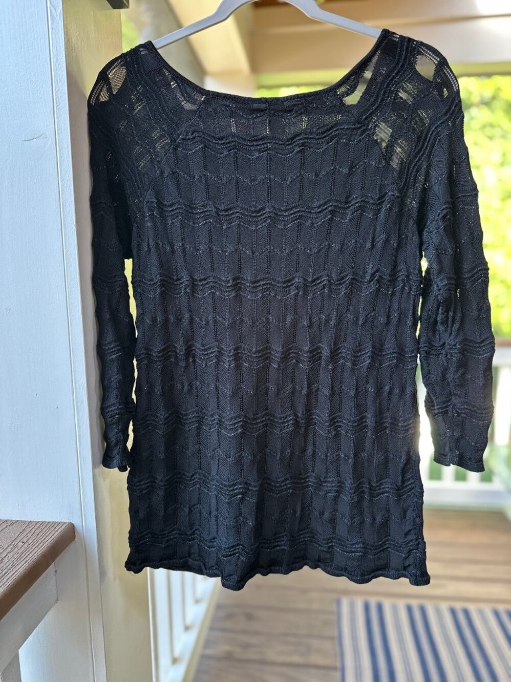 White House Black Market Pullover Knit Sweater Studded Peek-A-Boo Sleeves Size L - Picture 2 of 8